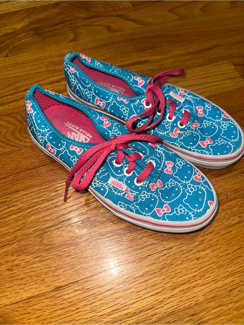 Vans Blue Hello Kitty Canvas Sneakers with Pink Laces